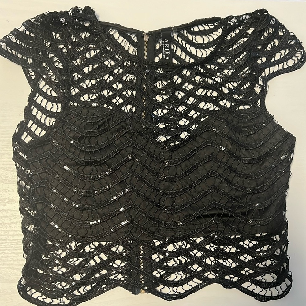 Akira NWOT Sequin Back Zip Top